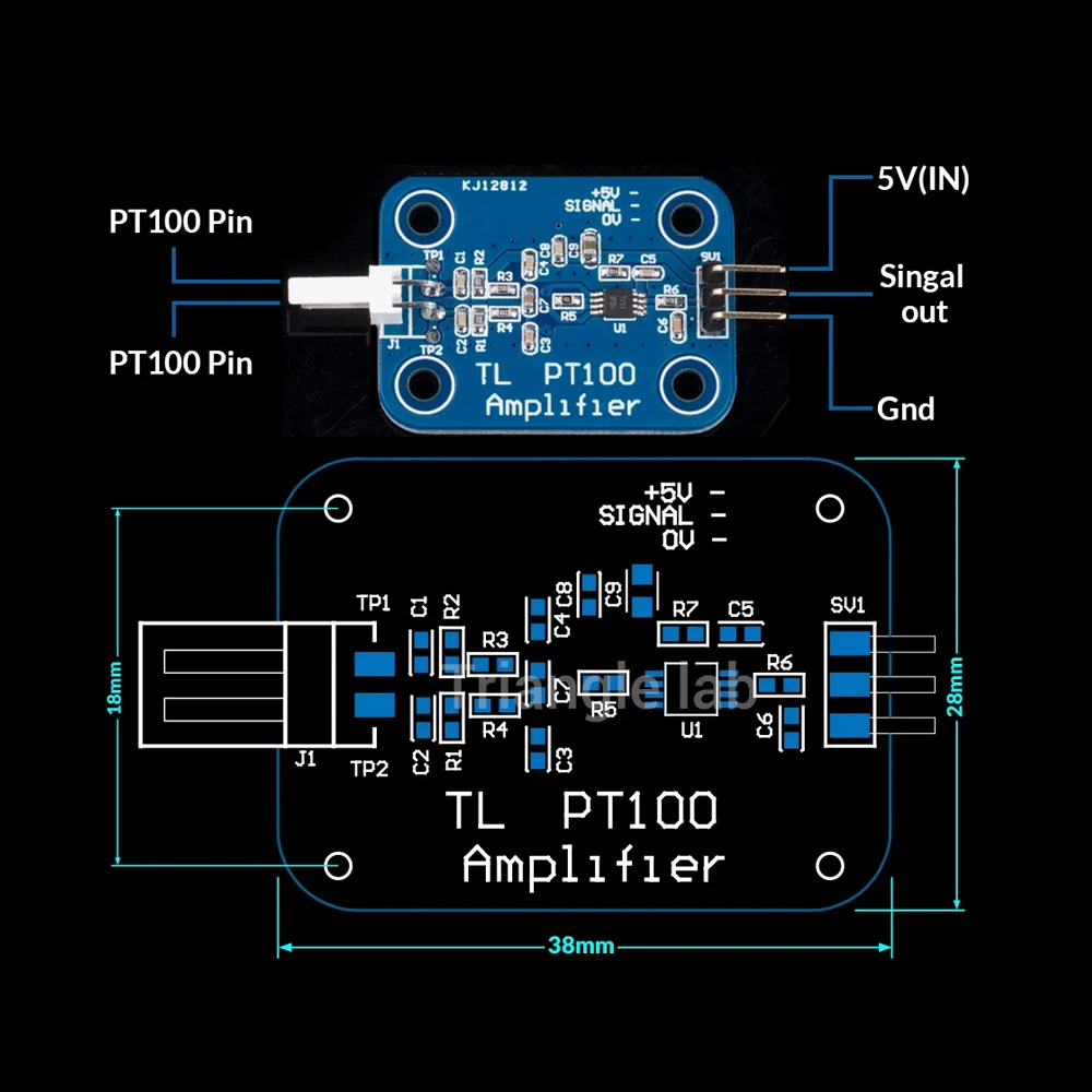 Trianglelab 3D Printer Part PT100 Amplifier Board for Higher Temperatures for V6 HOTEND 2017 PT100 Sensor Free Shipping