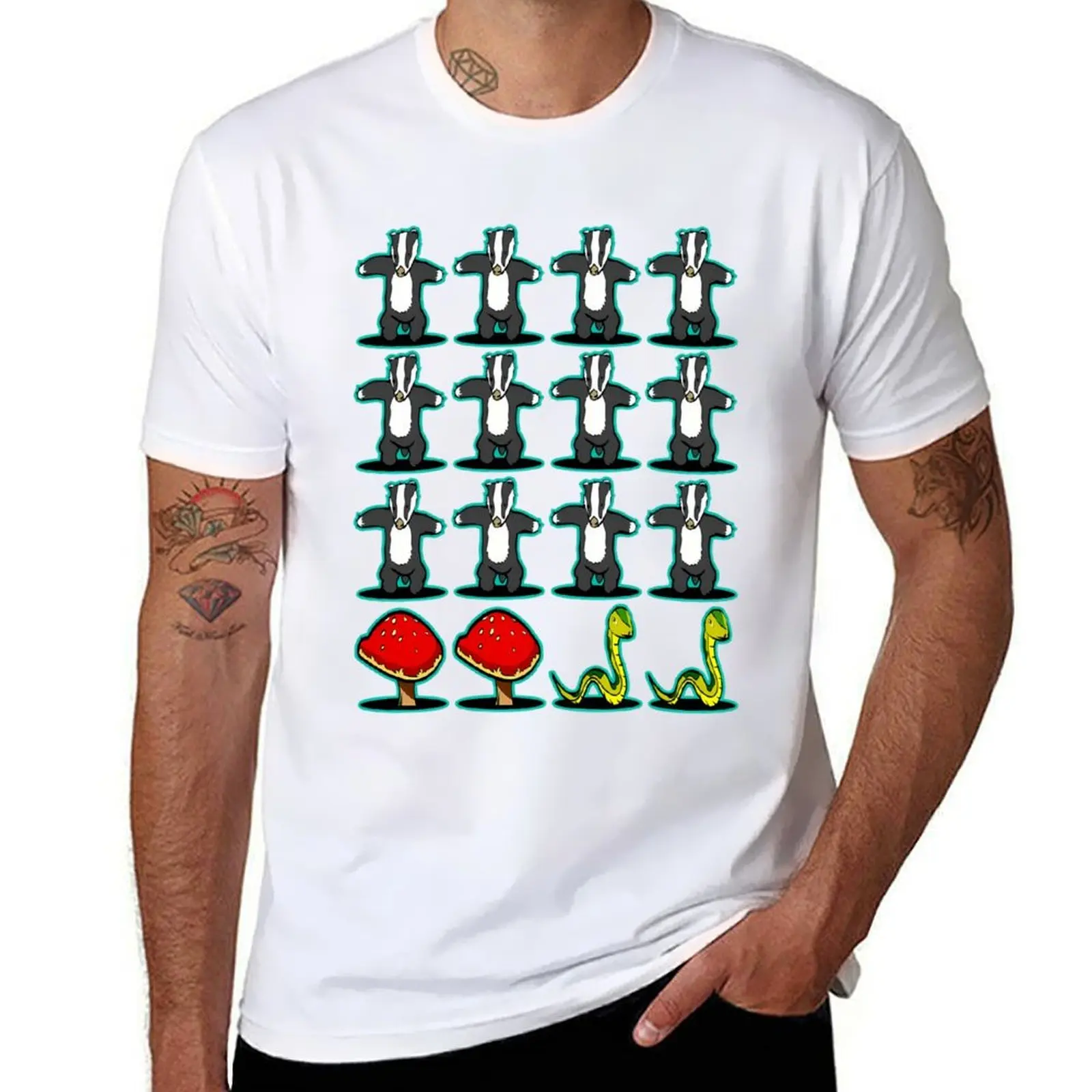 Badger Badger Mushroom Snake \t T-Shirt t shirts designer t shirt man luxury T-Shirt
