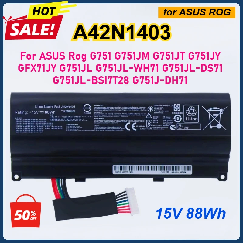 A42N1403 Laptop Battery for ASUS Rog G751 G751JM G751JT G751JY GFX71JY G751JL G751JL-WH71 G751JL-DS71 G751JL-BSI7T28 G751J-DH71