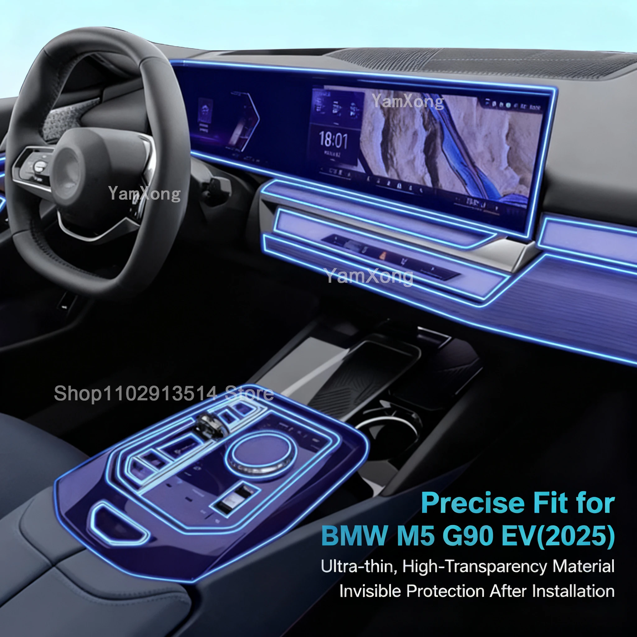 

For BMW M5 G90 EV 2025 Interior Protective Film Anti-Scratch Cover Dashboard Center Console Screen Protector Kit Accessories