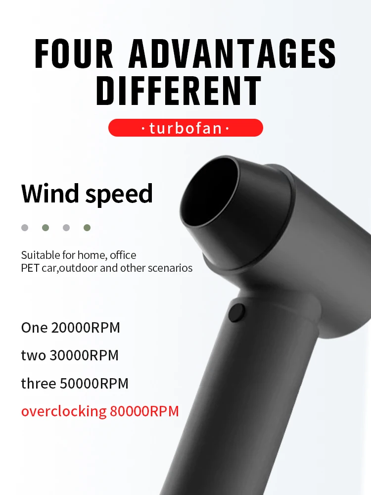 Turbo Jet Fan Violent Air Blower Super Jet Dry Air Blaster Thrust Industrial Dust Elimination High Speed 80m/s Air Duster