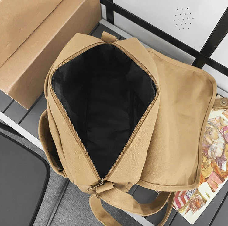 College Canvas Textile Big Capacity School Book Laptop Postman Bag Street Wear Ita Grunge Y2K 90s Square White Side Shoulder Bag