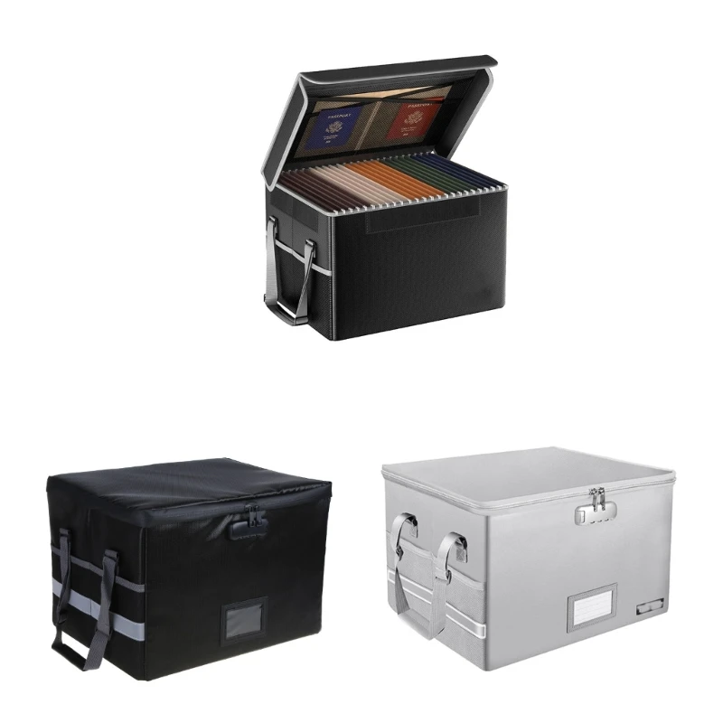 

Fireproof File Organiser Box with Lock Foldable Fireproof Document Organiser Filing Box with Handle for Letter Folder