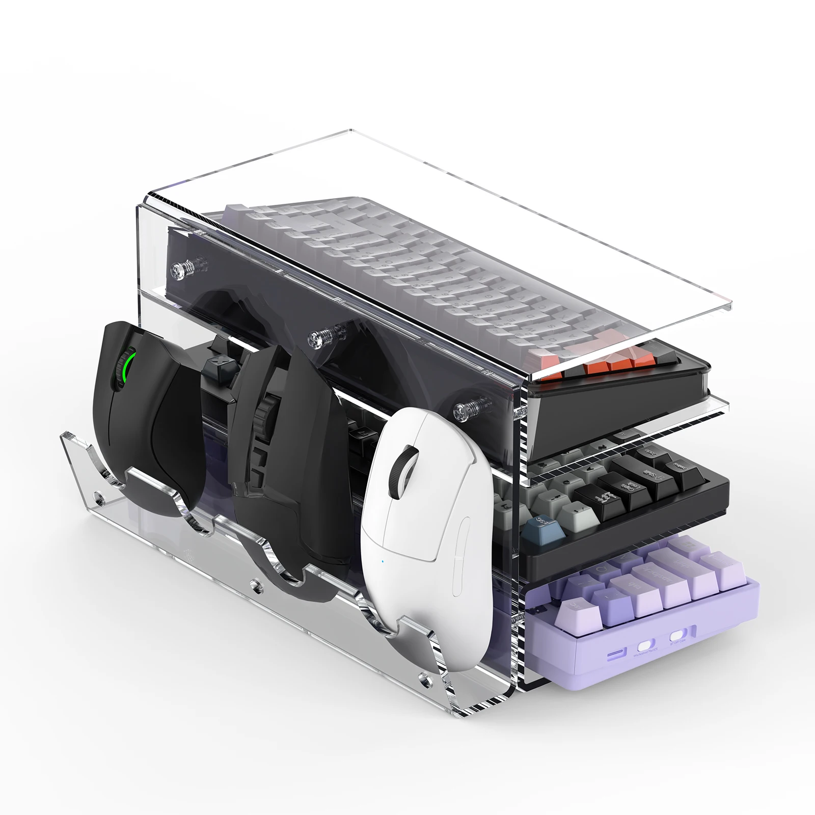 3レベルのアクリル製マウス収納スタンド,キーボード,マウス,デスクトップを収納するためのプレートホルダー