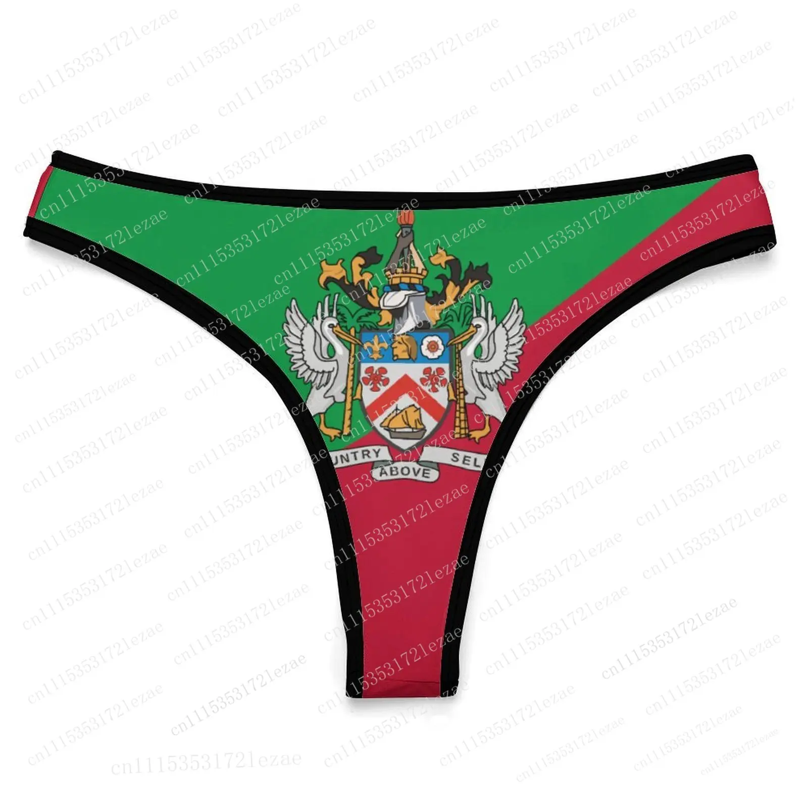 Saint Kitts and Nevis Flag Ice Silk Thong Panties Women's Comfortable Briefs S-2XL Suitable for Everyday Wear and All Seasons