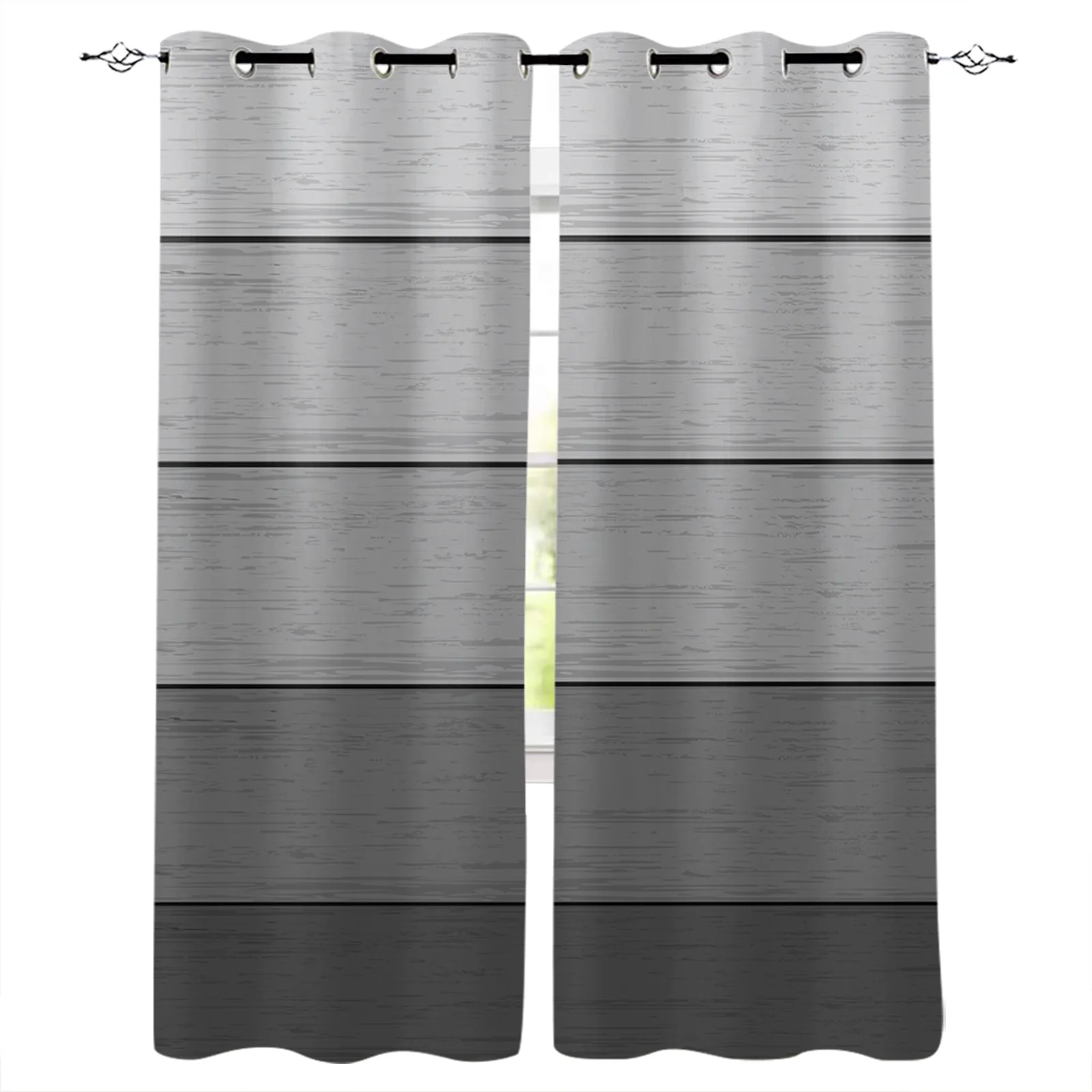 

Wood Grain Grey Gradient Bedroom Curtains Modern Living Room Kitchen Drapes Home Kids Room Decor Window Curtains