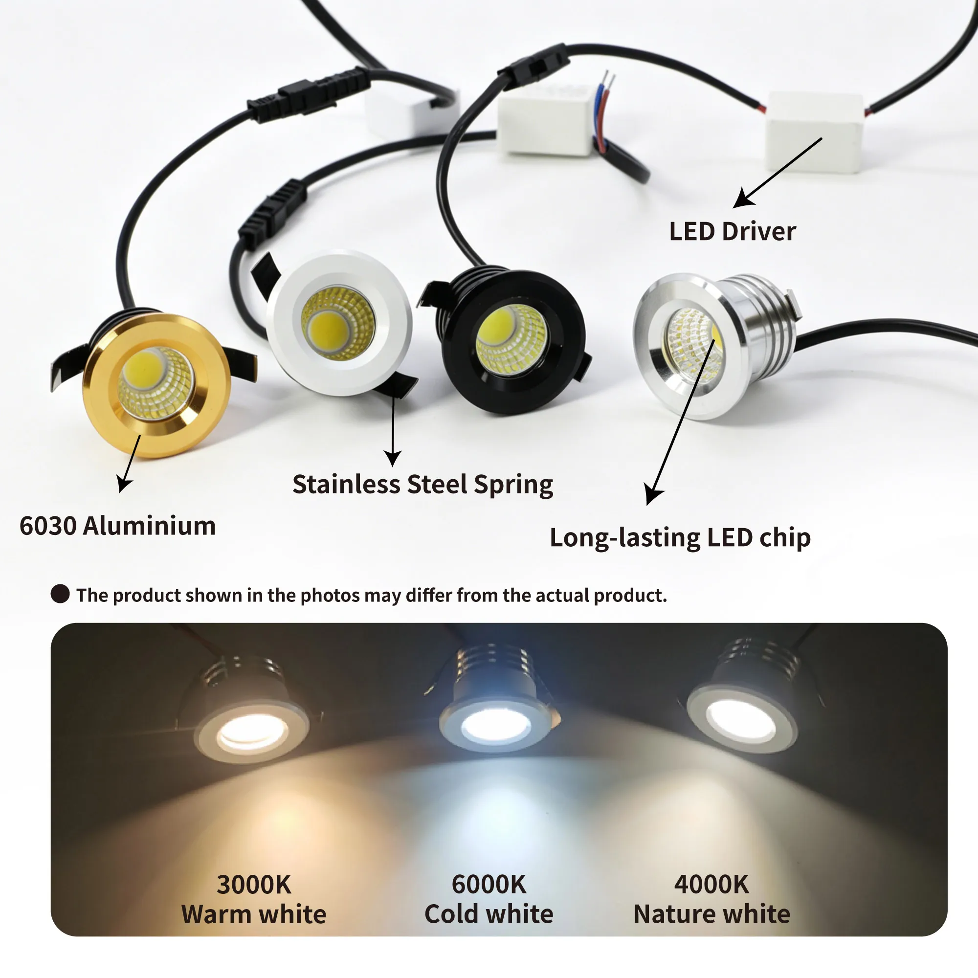 Mini LED Spot Light Downlight 2W Downlight With Driver Indoor Spotlight for Ceiling Cabinet Showcase Loft Stair Step Decorations