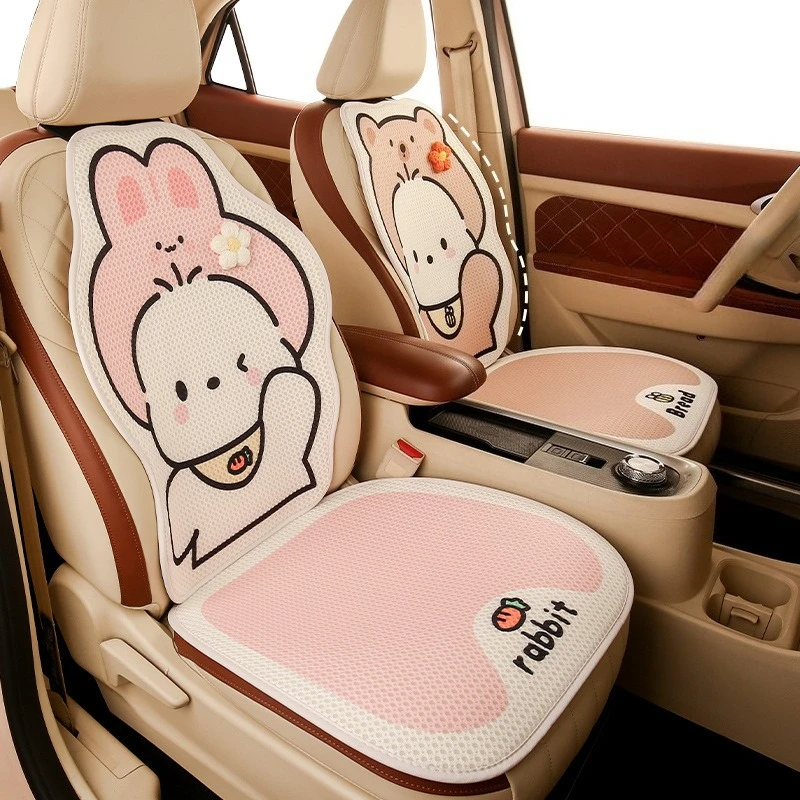 Cute Dog Car Seat Cushion Universal Four Seasons Breathable Half Pack Cartoon Rear Single Seat Cover Seat Accessories