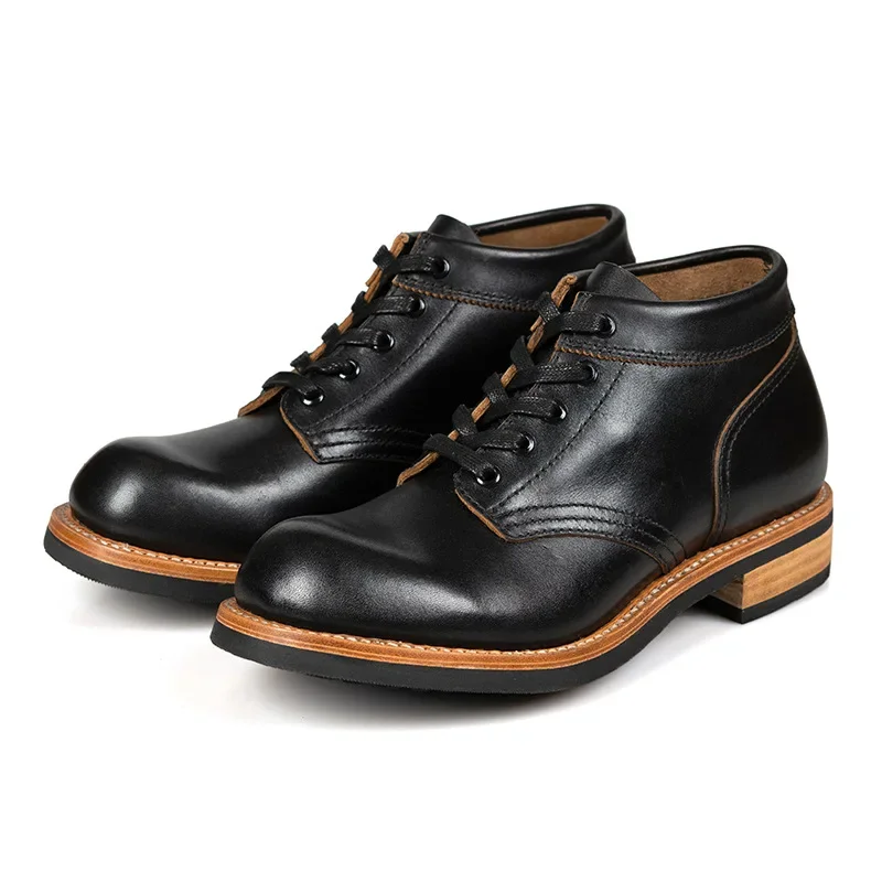 

Goodyear-Welted Handmade Japanese Vintage Men Ankle Boots Real Cow Leather Shoes Autumn British Outdoor Desert Motorcycle Boots