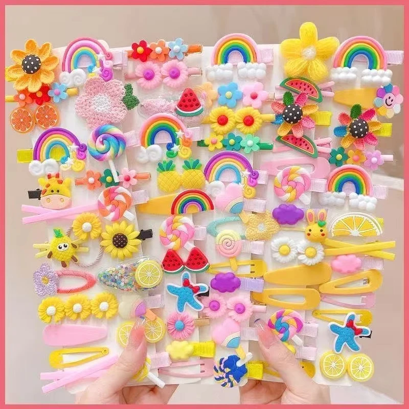 28/42-teiliges Cartoon-Baby-Haarspangen-Set, Blumen- und Frucht-Haarspangen für Mädchen, Haarnadeln für Ponyfrisuren, Kinder-Haaraccessoires – Detail 2