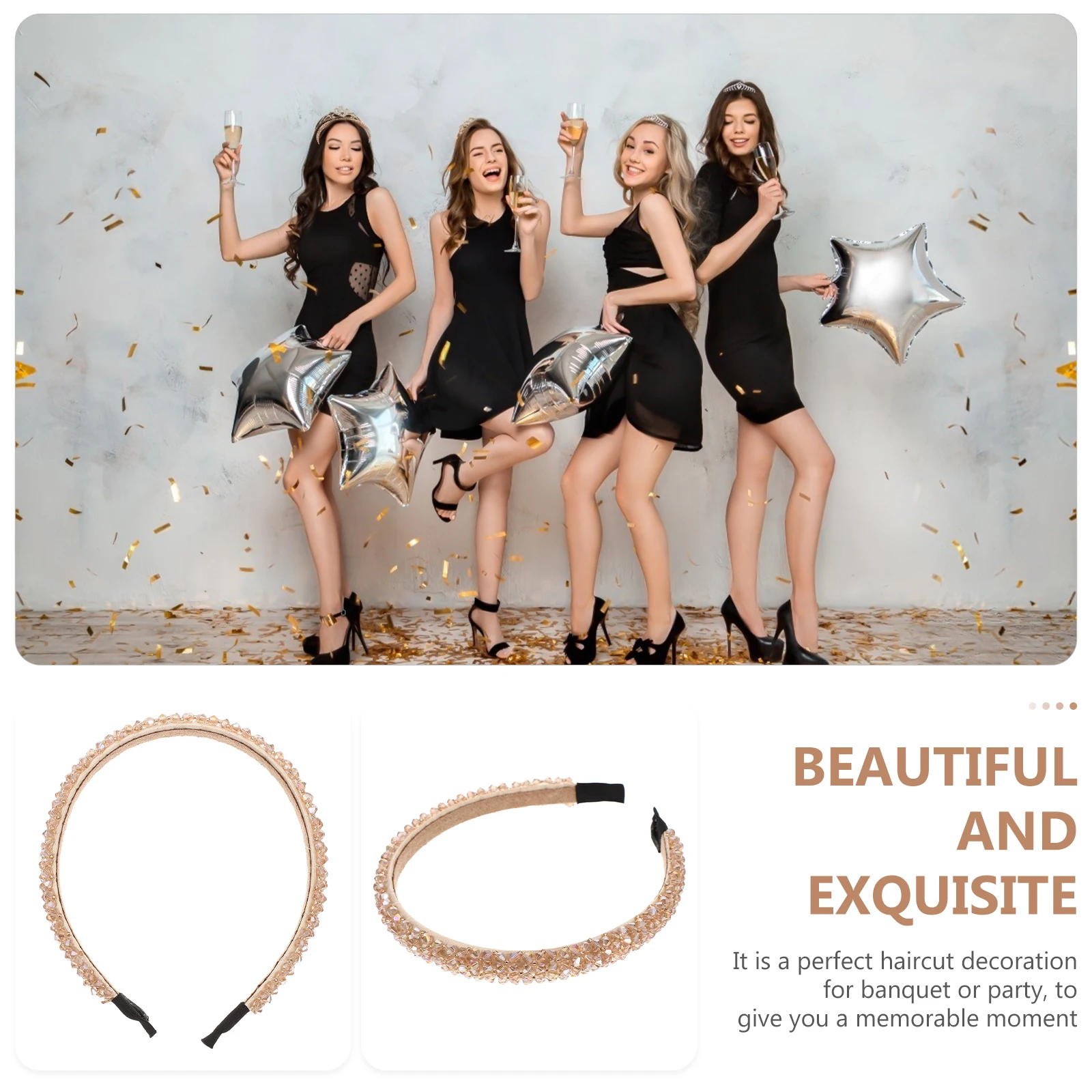 

1Pcs Beautiful Crystal Beaded Hairband Elegant Girl Headdress Fashion Hair Decoration Cute Headband Accessory