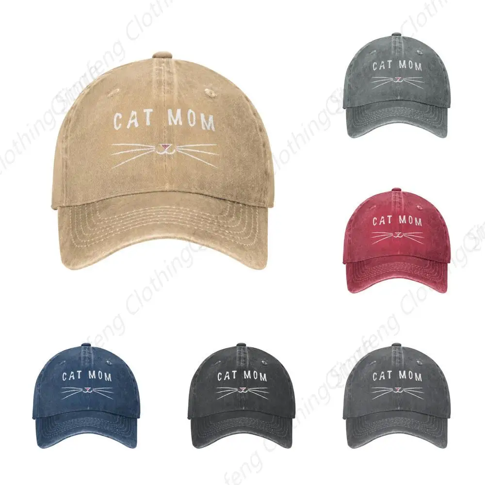 

Cat Mom Unisex Baseball Cap Cotton Fits Men Women Washed Denim Adjustable Dad Hat