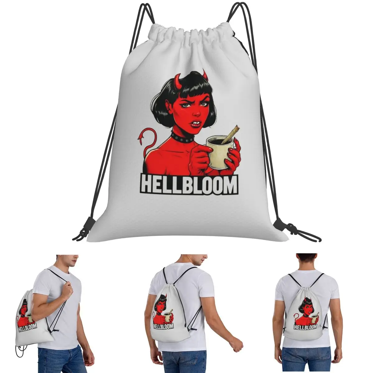 She Devil Backpacks Portable Drawstring Bags Sundries Bag Book Bags for Travel Students