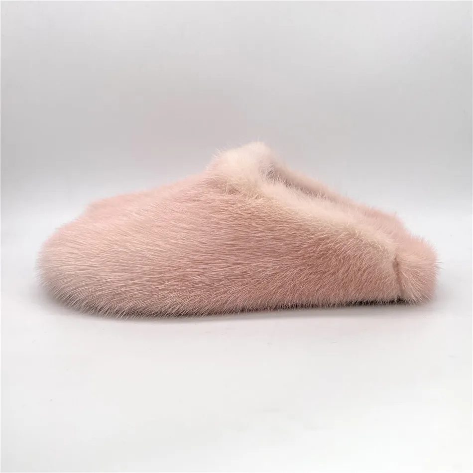 Mink Slippers Sandals Women's Shoes Real Mink Fur Slippers Luxury Fashion Ladies Furry Slipper  Girls Flat  Outside Slippers