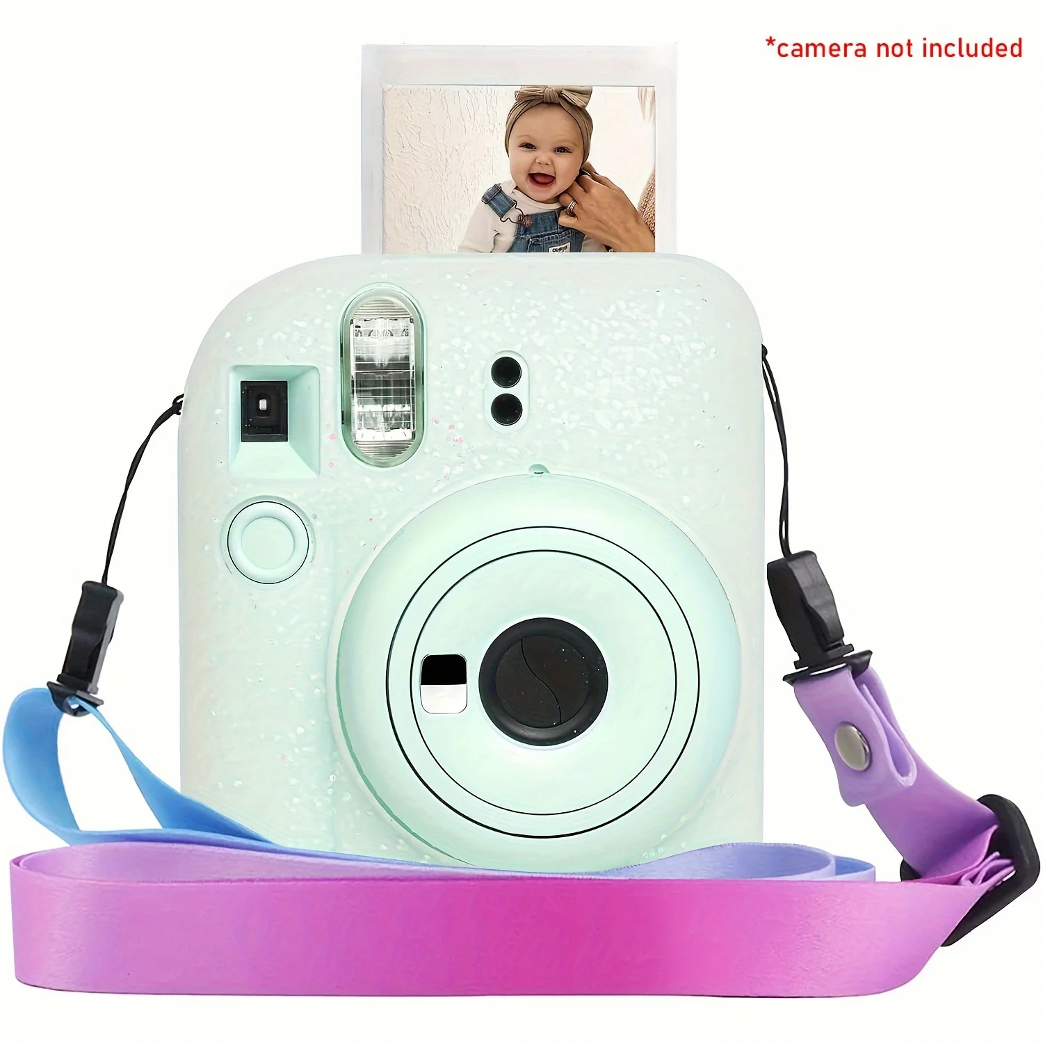 1 set of silicone protective case for Fujifilm Instax Mini 12 with adjustable shoulder strap (camera not included)