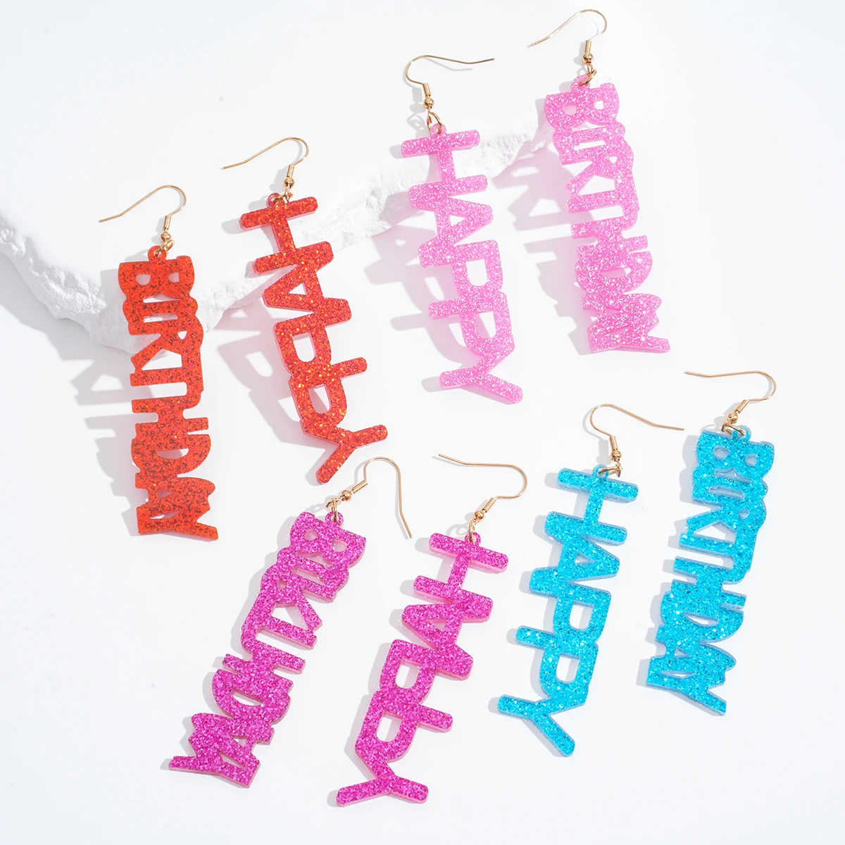 HAPPY BIRTHDAY LETTER Retro Cute Dangle Earrings Acrylic Jewelry Exquisite Gift For Women