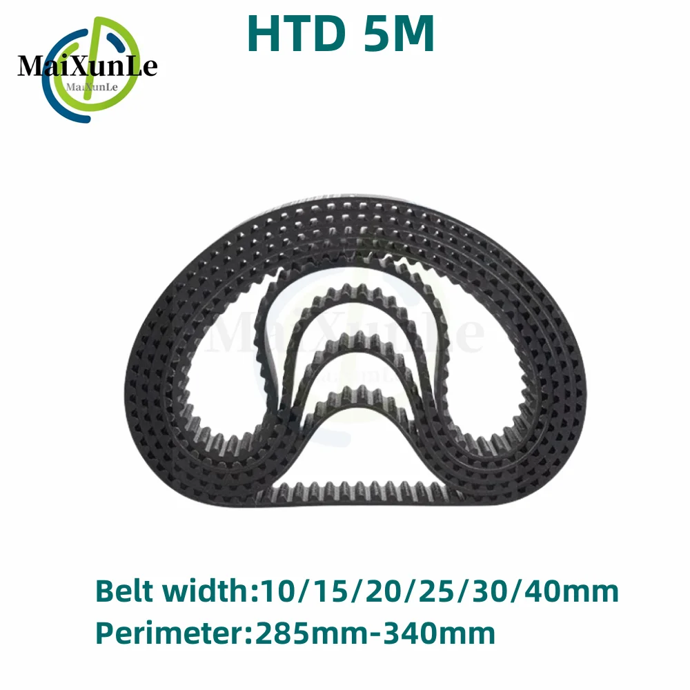 

HTD 5M Rubber timing belt length 285/290/300/305/310/315/320/325/330/335/340mm Width 10-40mm