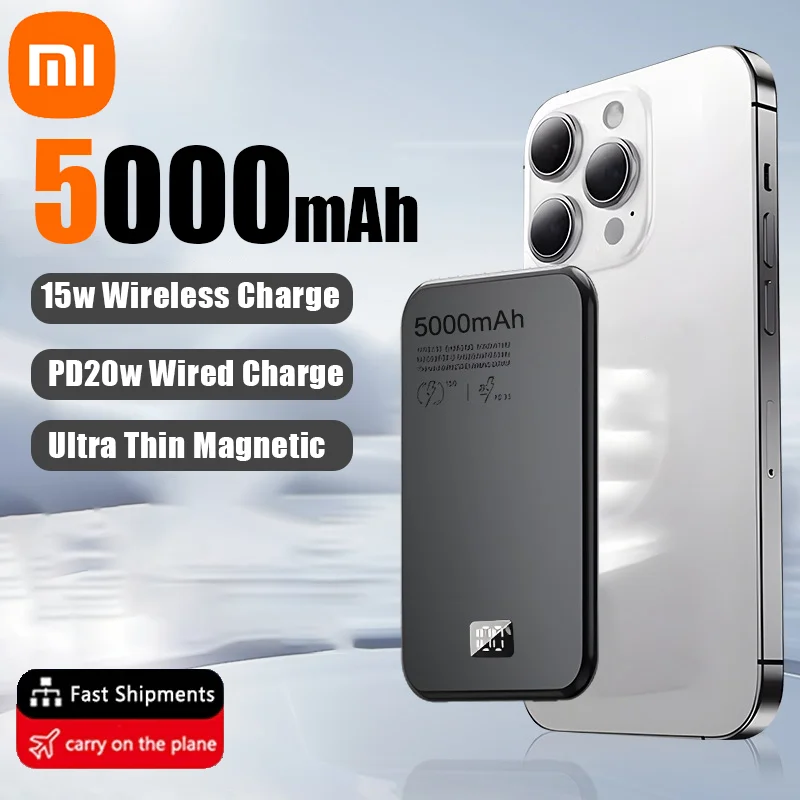 Xiaomi 50000mAh Thin Magnetic Wireless Power Bank PD20W Fast Charging Portable External Battery for Magsafe For iPhone