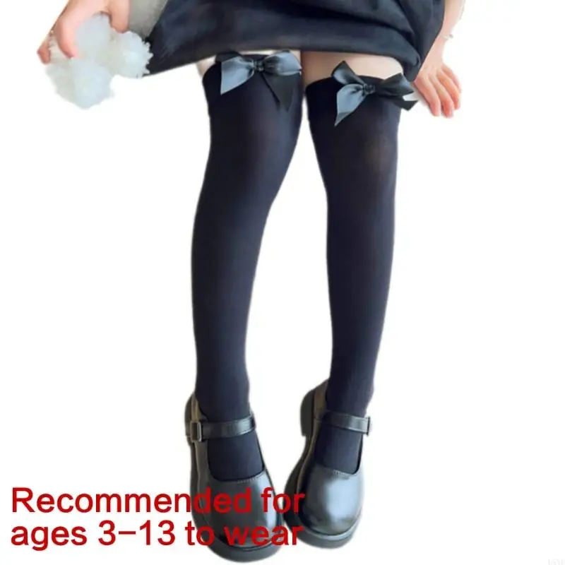 L5YF 3-13Y جوارب الطفل Bowknot التفاصيل الأطفال طول الركبة الجوارب الرضع الاطفال جوارب أنبوبية طويلة الجوارب الأنيقة #6