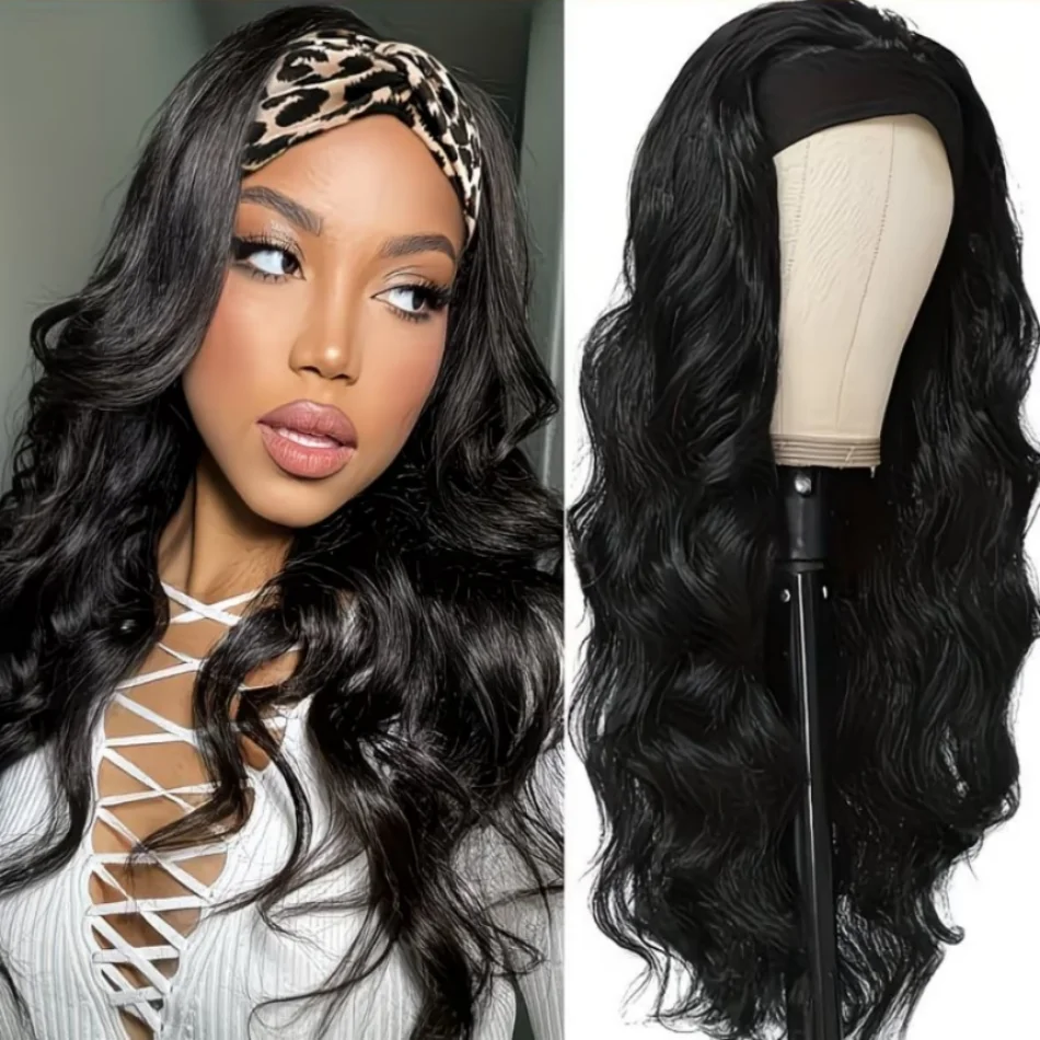 

40 INCH Headband Wig Human Hair Body Wave For Women Glueless Wear And Go Brazilian Virgin Machine Made Head Band Wig 200 Density