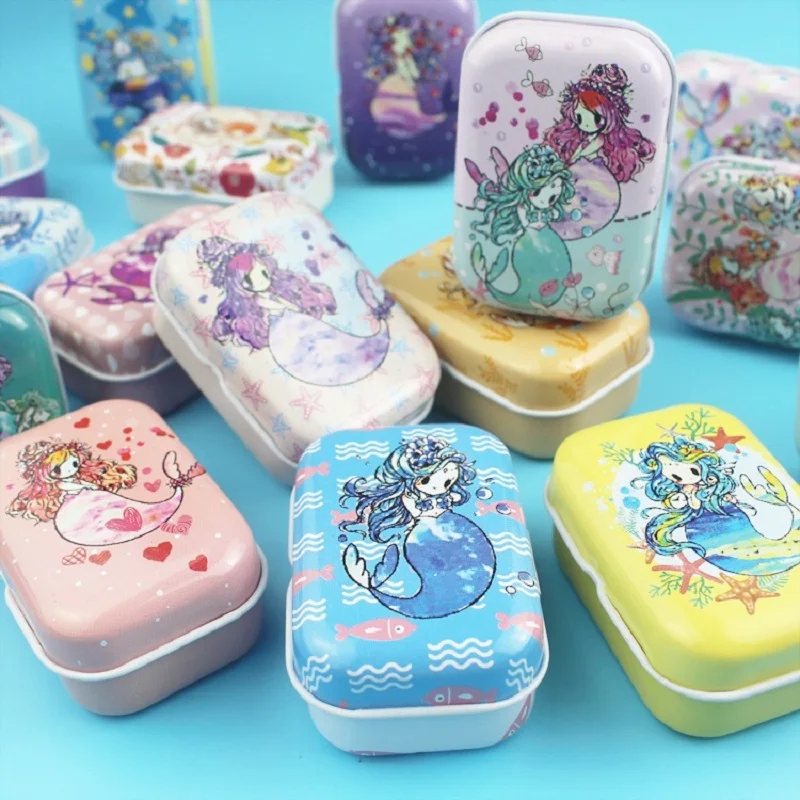 1pc New colorful mini cartoon alpaca sailboat print tin box sealed jar packing boxes jewelry candy box small storage boxes