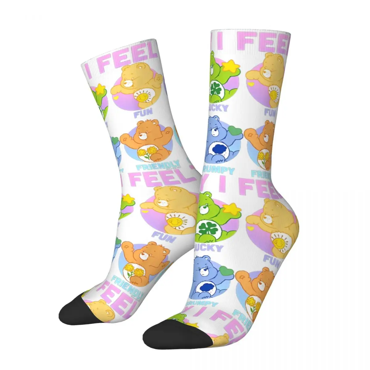 

Winter Warm Cool Women Men Care Bears Neon Today I Feel Emotions Box Ups Socks Sweat Absorbing Middle Tube Socks