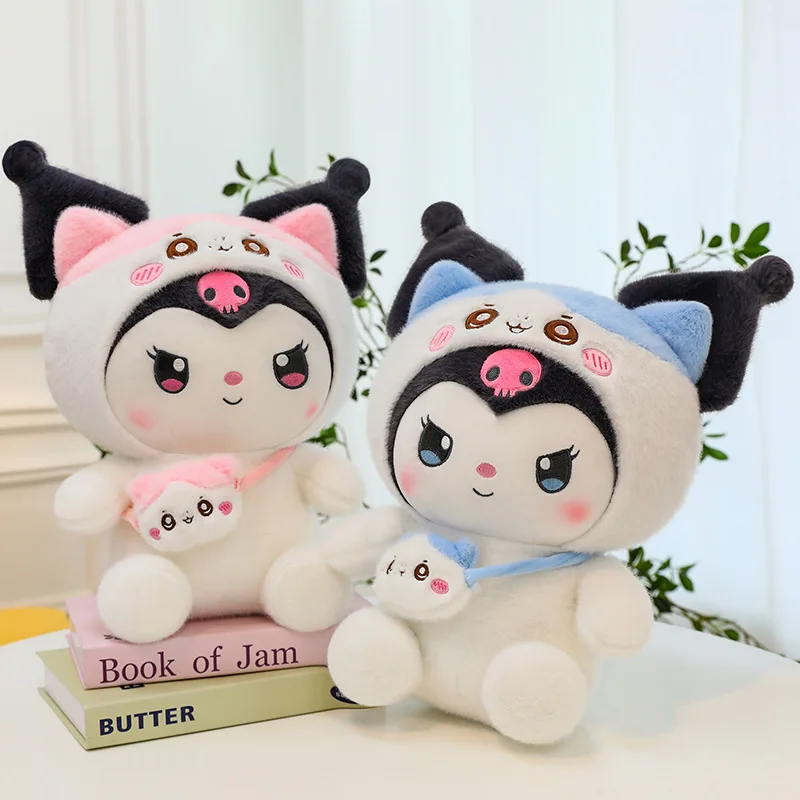 

Новая плюшевая игрушка Lambda Sanrio Transforms Into Kuromi, кукла Sanrio, подушка, украшение для комнаты, детский подарок на день рождения, Рождество
