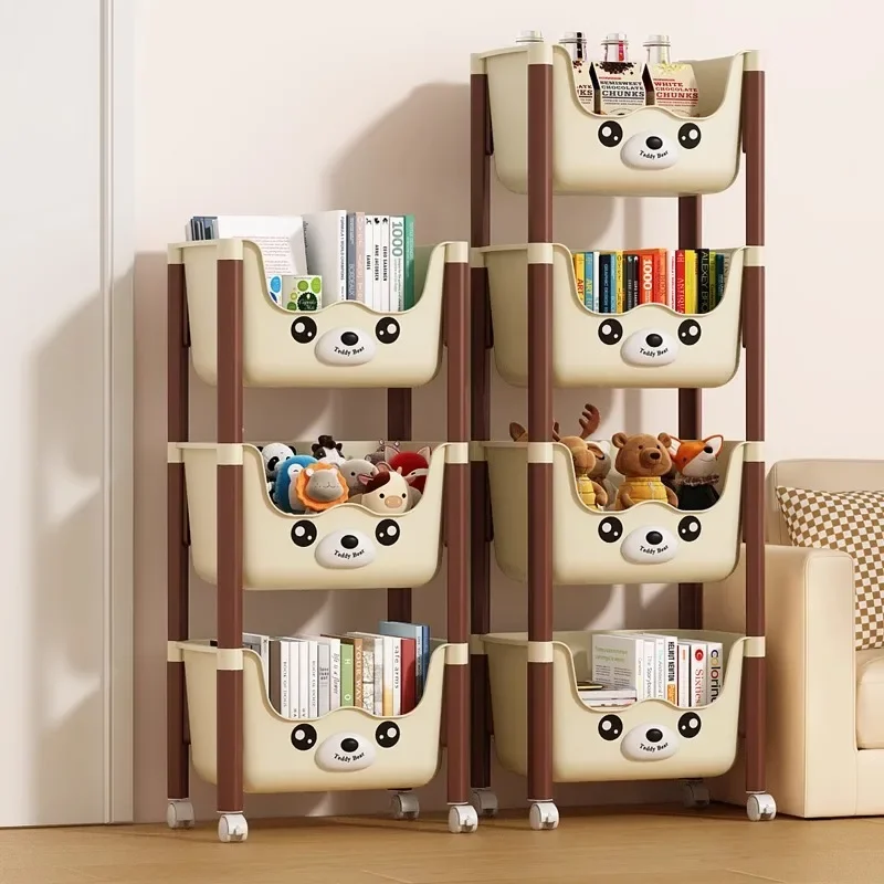 trolley rack floor-to-ceiling multi-layer household living room snacks baby products storage rack removable children's bookshelf
