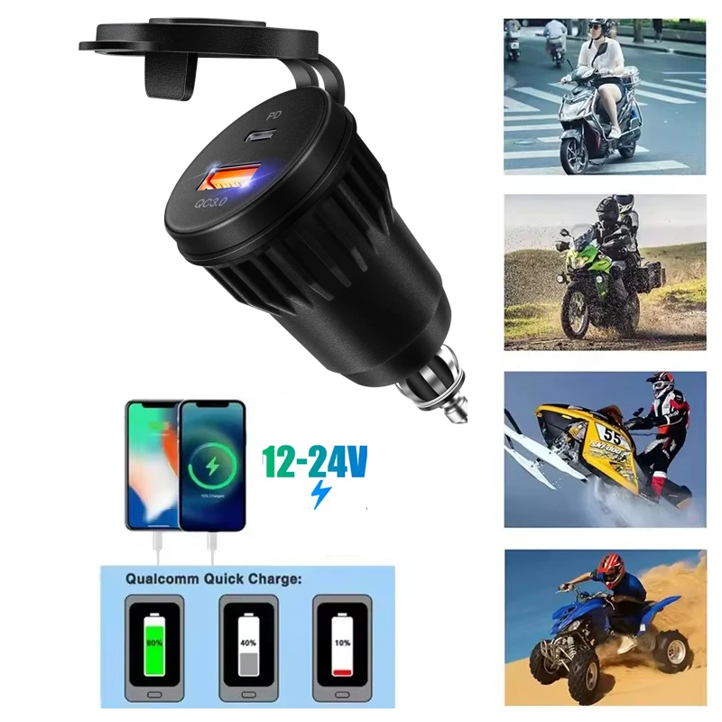 

Motorcycle Handlebar Charger Waterproof Usb Adapter 12V-24V Phone Usb Port Mobile Phone Charging with LED Moto Accessories