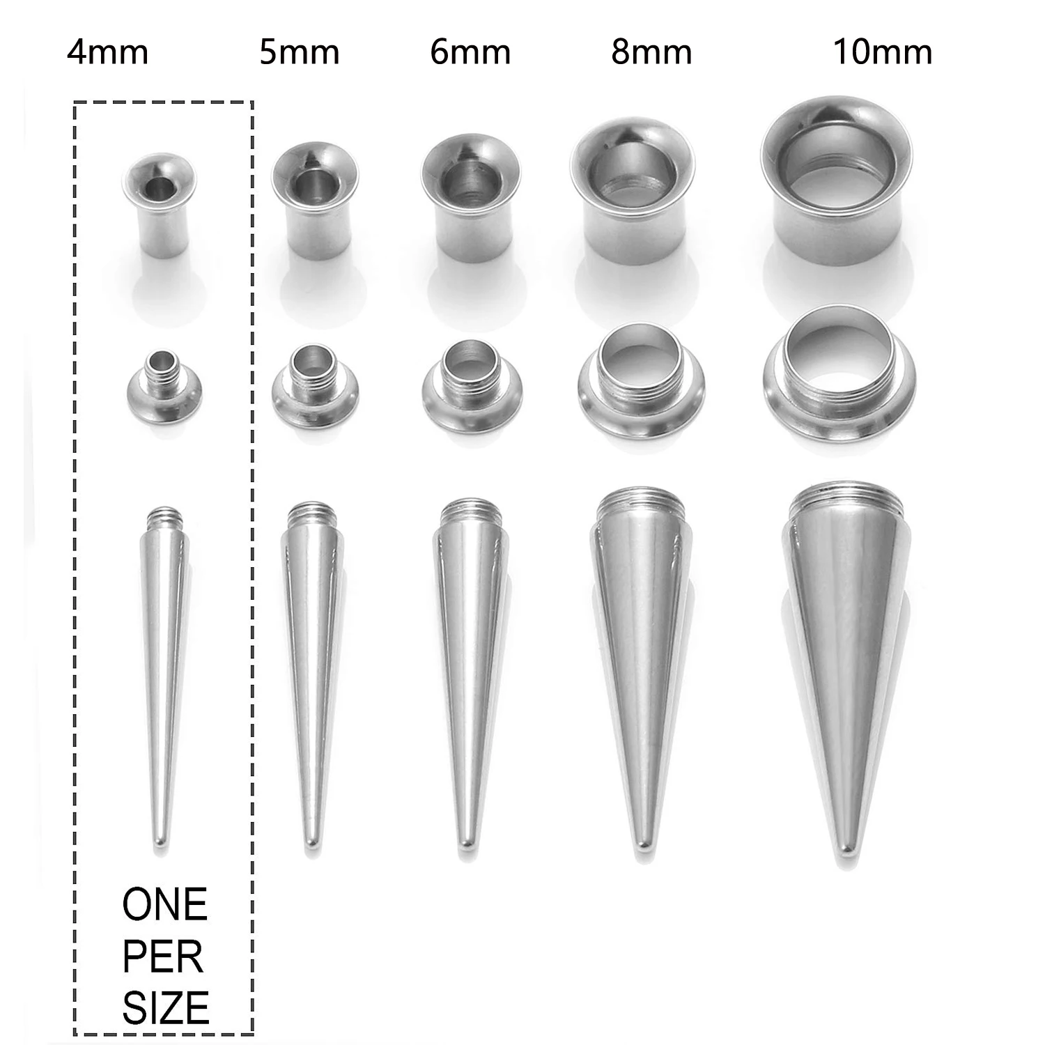 Unisex 2 in 1 Edelstahl Schraube fit austauschbare Kegels topfen Piercing Ohr Tunnel Trage Expander 6g 4g 2g 0g 00g Messgerät