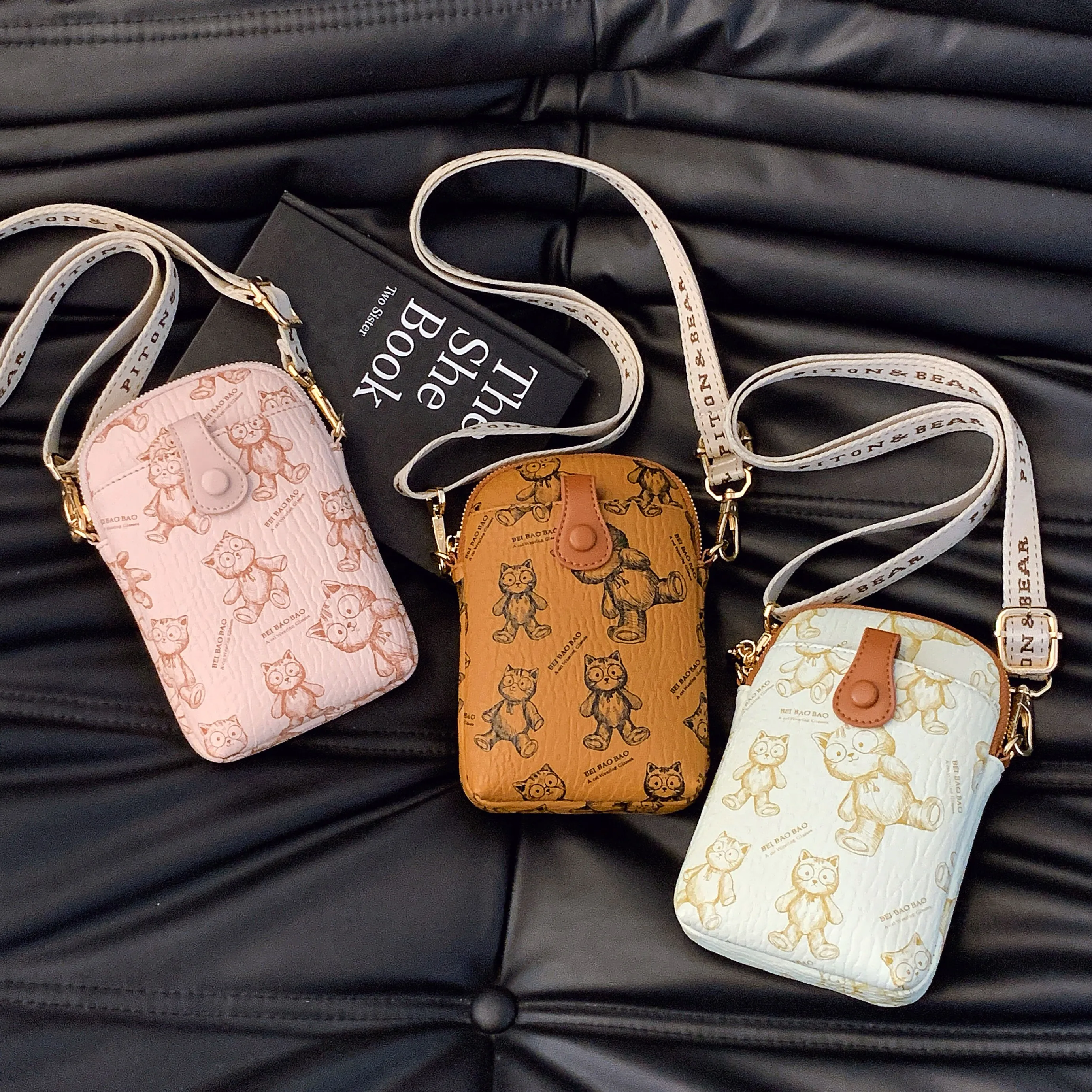 

Cute Mobile Phone Bag Fashionable Ladies Bear Print Luxury Soft Leather Crossbody Bag for Women