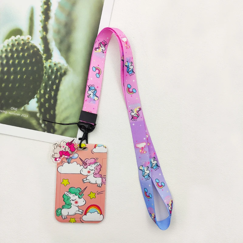 Niedlicher Cartoon-Einhorn-Ausweishalter, Umhängeband, Umhängeband, Schlüsselanhänger, Fitnessstudio, Handyband, USB-Ausweishalter, Zubehör, Geschenk – Detail 10