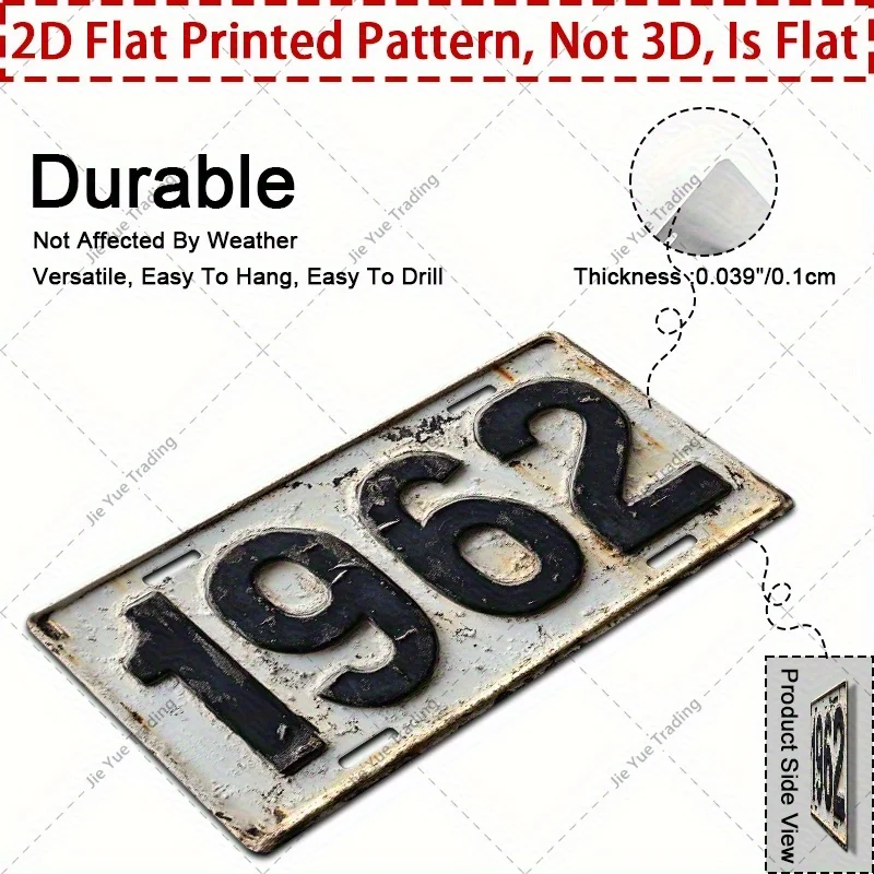 2D Flat Product, 1pc, Aluminum License Plate, Decorative Use Only, Vintage 
