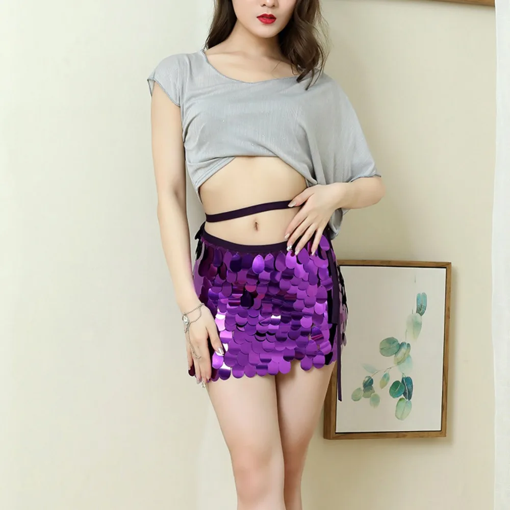 2025 New Summer Belly Dance Waist Chain Hip Scarf Skirt Set - Sequins Training & Performance Outfit for Beginner Women