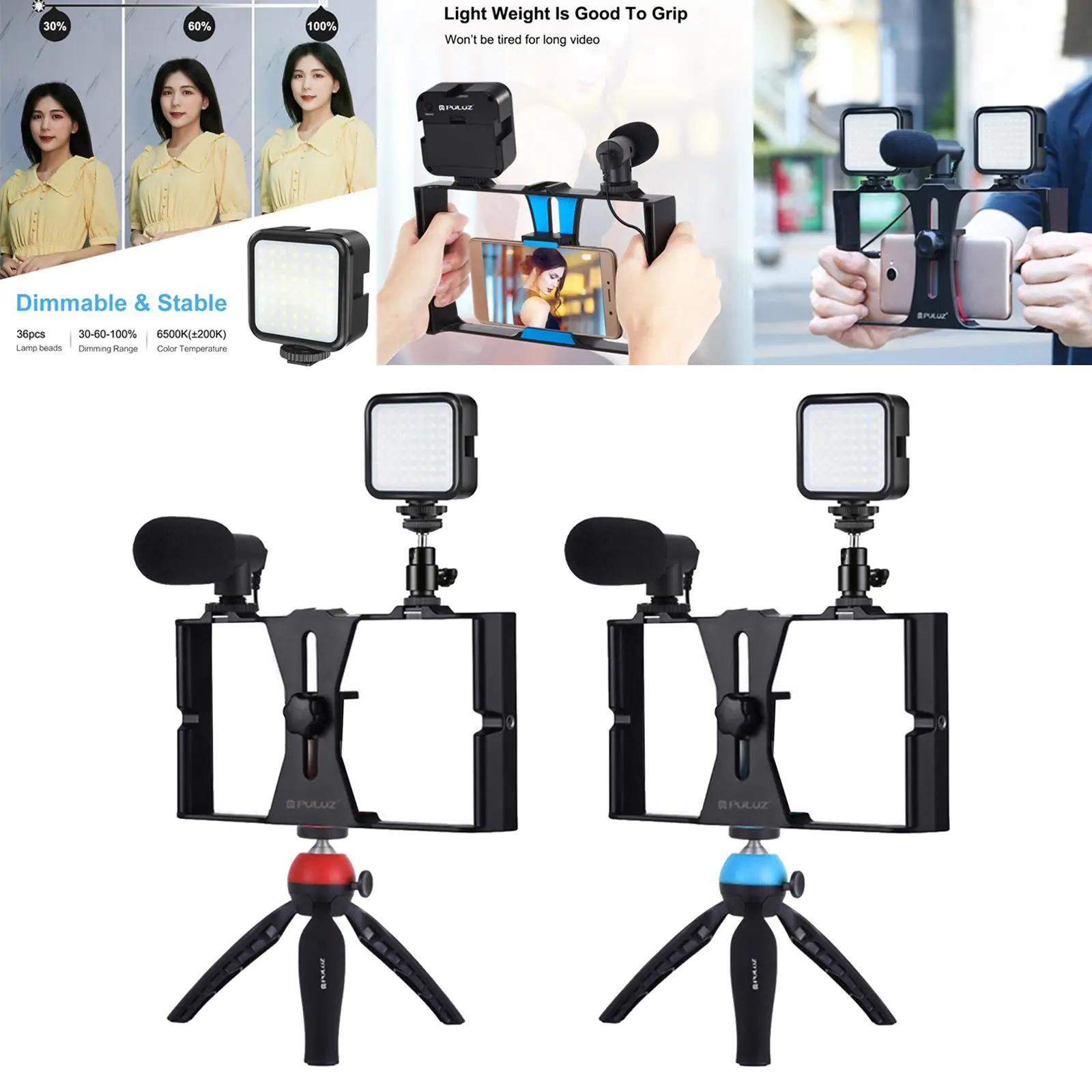 Phone Video Rig Kit Ring Light Microphone Tripod Mount Filmmaking Stabilizer