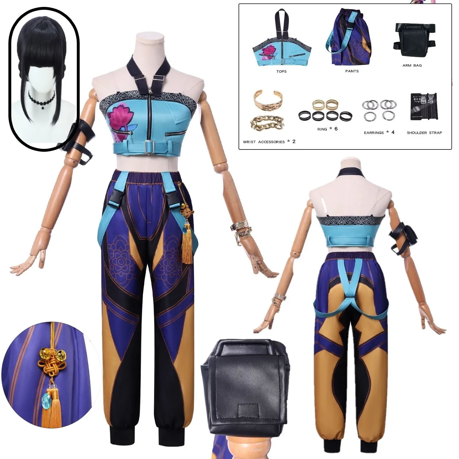 

Zoey Cosplay Costume Uniform wig Rings Earrings Halloween Carnival Festival Party for Women Girls