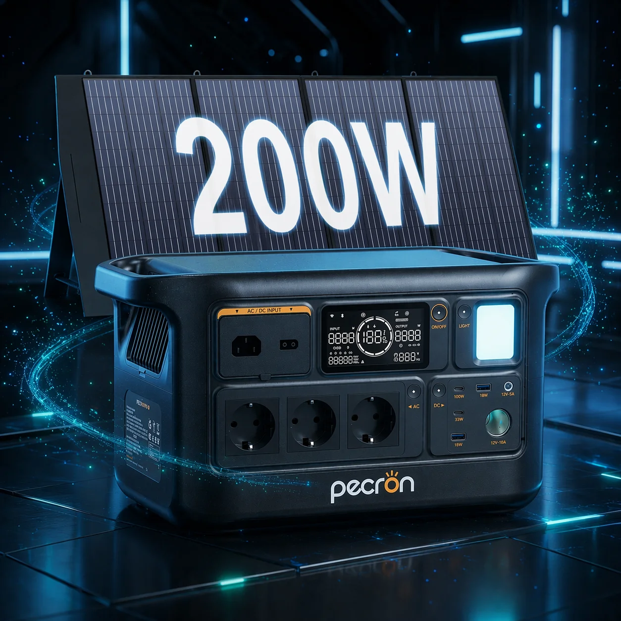 Image of PECRON F1000 LFP Tragbare Powerstation 1500W Reine Sinuswelle USV, 960Wh LiFePO4 Solargenerator, EU 230V, Outdoor Camping Wohnmobil Netzunabhängige Notstromversorgung für Zuhause