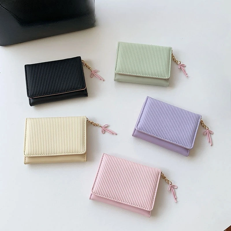 

Solid color Women's Wallet Simple Women's Card Holder Mini wallet luxurious multi-card slots tri-fold Compact coin purse