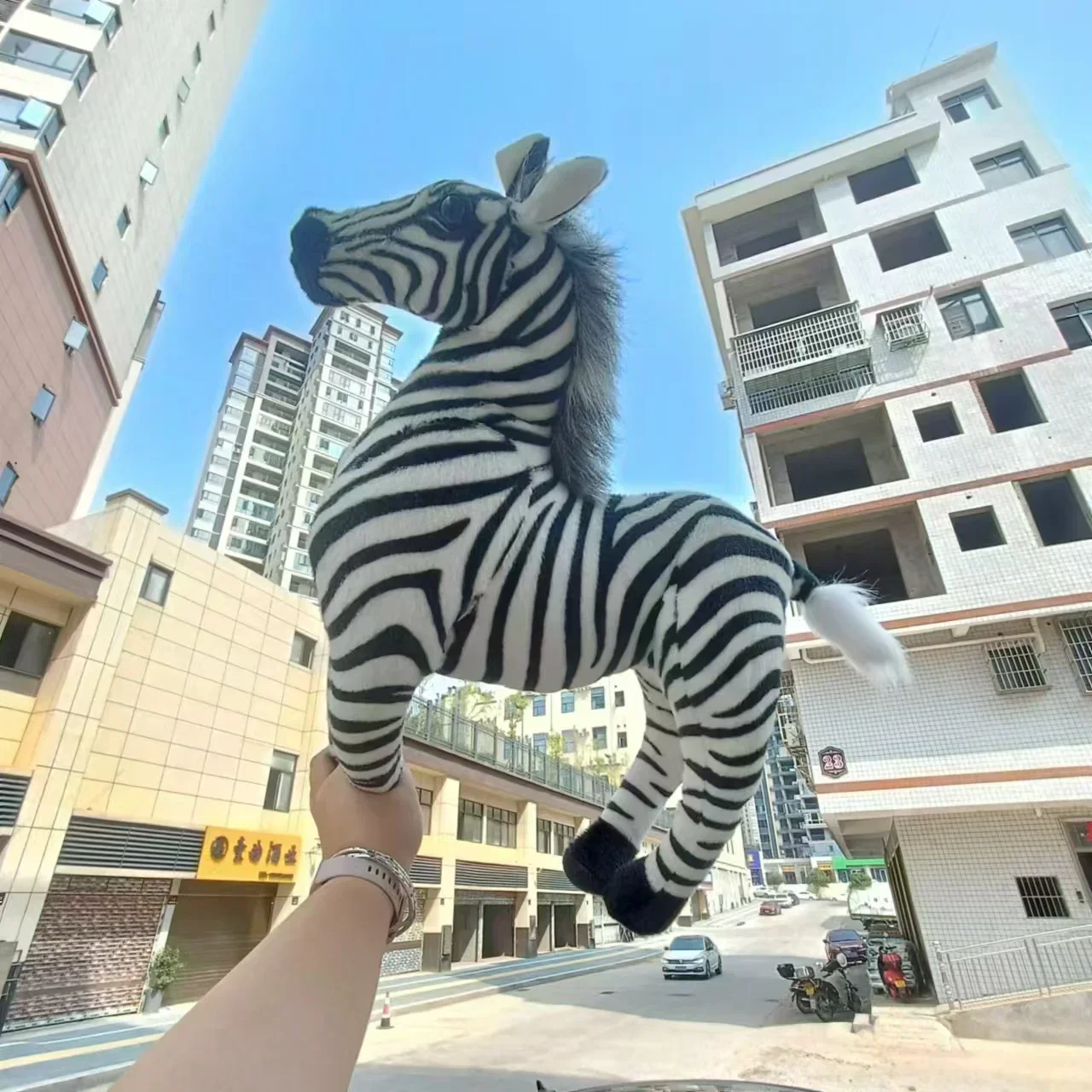 Zoo 30~60cm Pretty Standing Zebra lively Simulated Stuffed Animals can ride model Kids mount decorat Plush doll baby toy gift