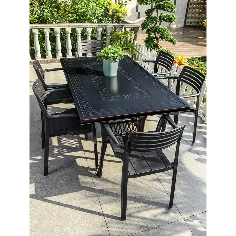 Outdoor tables and chairs courtyard leisure cast aluminum tables and chairs garden small balcony yard long table cafe restaurant