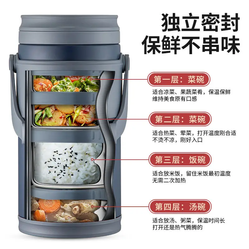 

Portable super long thermal insulation lunch box with large capacity