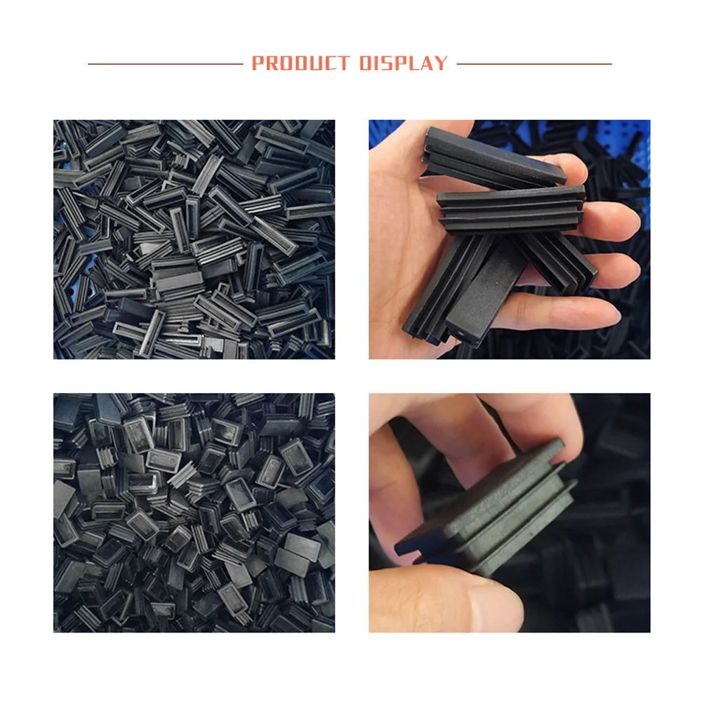 1/2/4/5/10pcs Rectangle Plastic Black Blanking End Cap Caps Steel Tube Pipe Inserts Plugs Bung 10x20mm-150x200mm Various Size