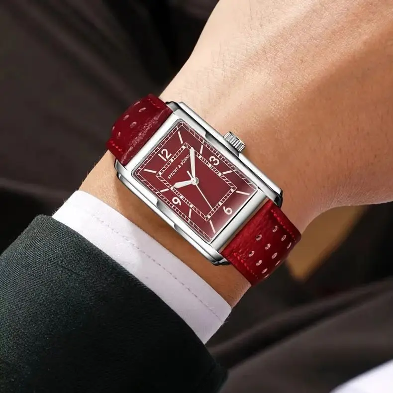 

Specht & Söhne Новые модные квадратные часы 28 мм для мужчин VH31 Movt Спортивные часы Синий Нержавеющая сталь с сапфировым стеклом Водонепроницаемые