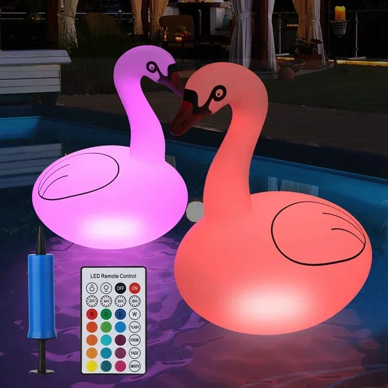 Zwaan RGB dimbare zonne-zwaan zwembadverlichting waterdichte opblaasbare verlichting voor zwembad tuin bruiloft decor