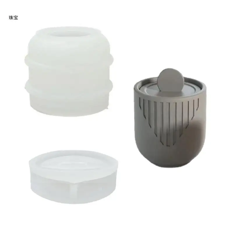 X5QE Storage Box with Lids Silicone Mold DIY Cup Molds DIY Bottles Jar Gypsum