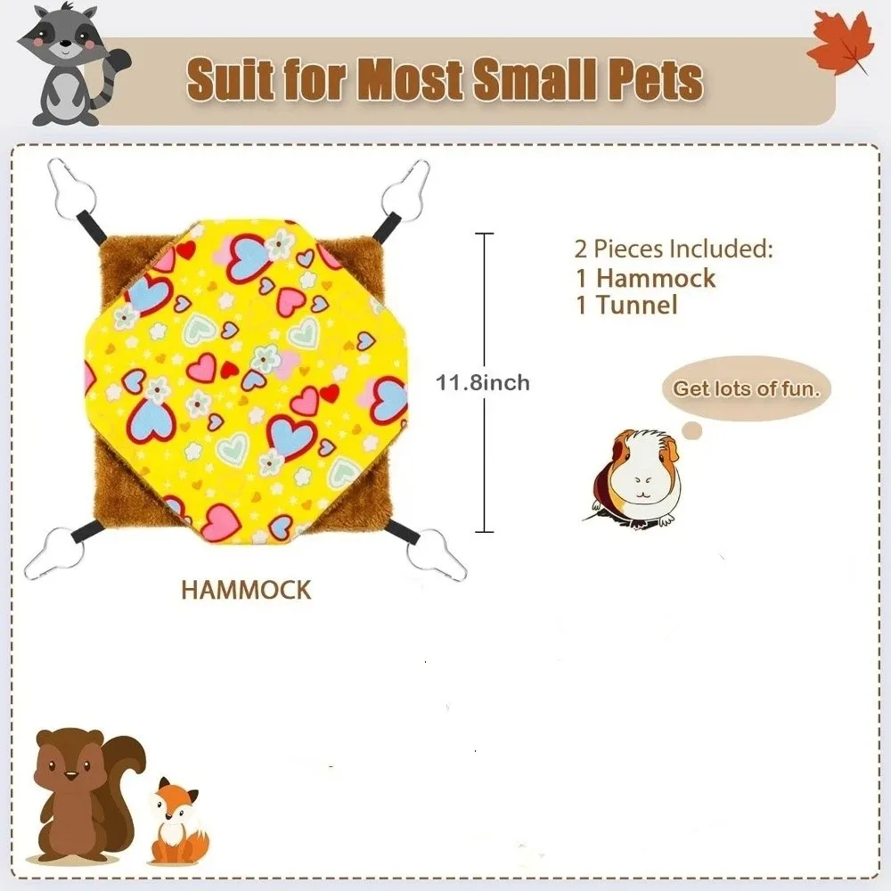 Dubbellaagse hamsterhangmat Dikker warme hangende kooihuis Gezellige fleeceprint Hamsterschuilplaats Kooiaccessoires