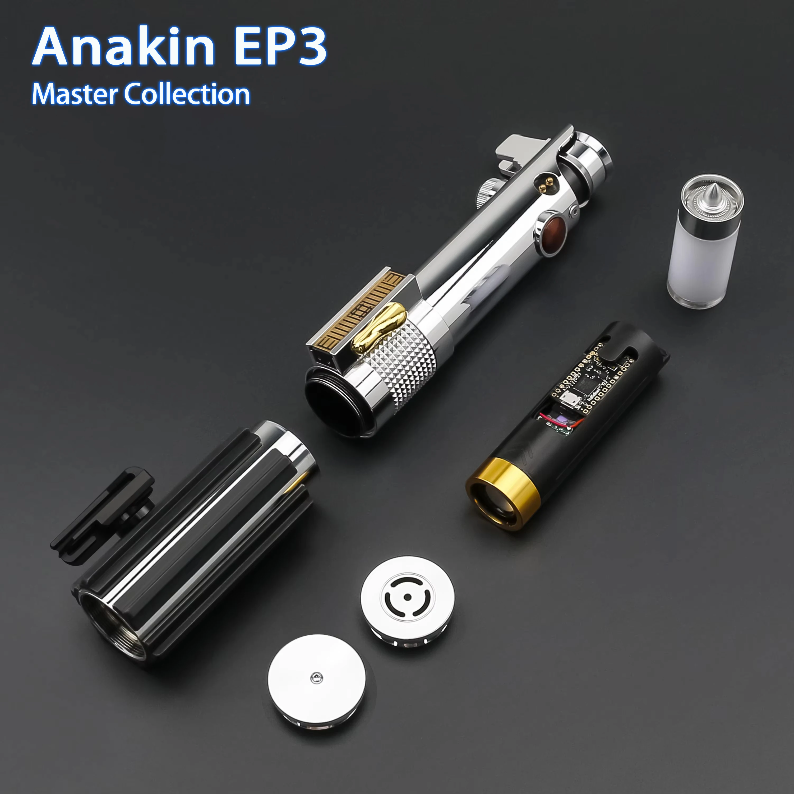 TXQSABER Anakin EP3 Lightsaber Smooth Swing RGB Metal Hilt Skywalker Pixel Laser Sword Infinite Color Change SD Card Led Blade