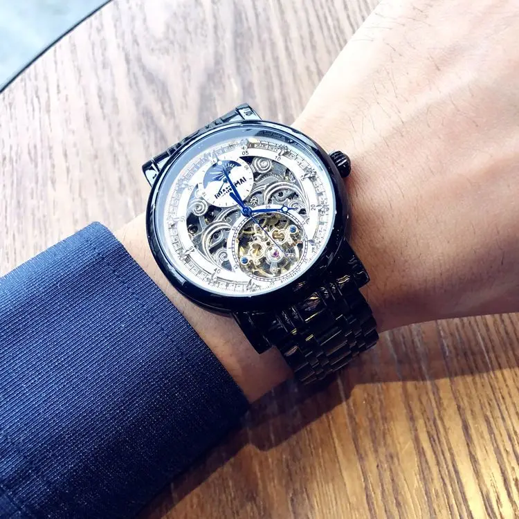 Watch Men's Automatic Mechanical Watch Fashion Business Waterproof Hollow Watch