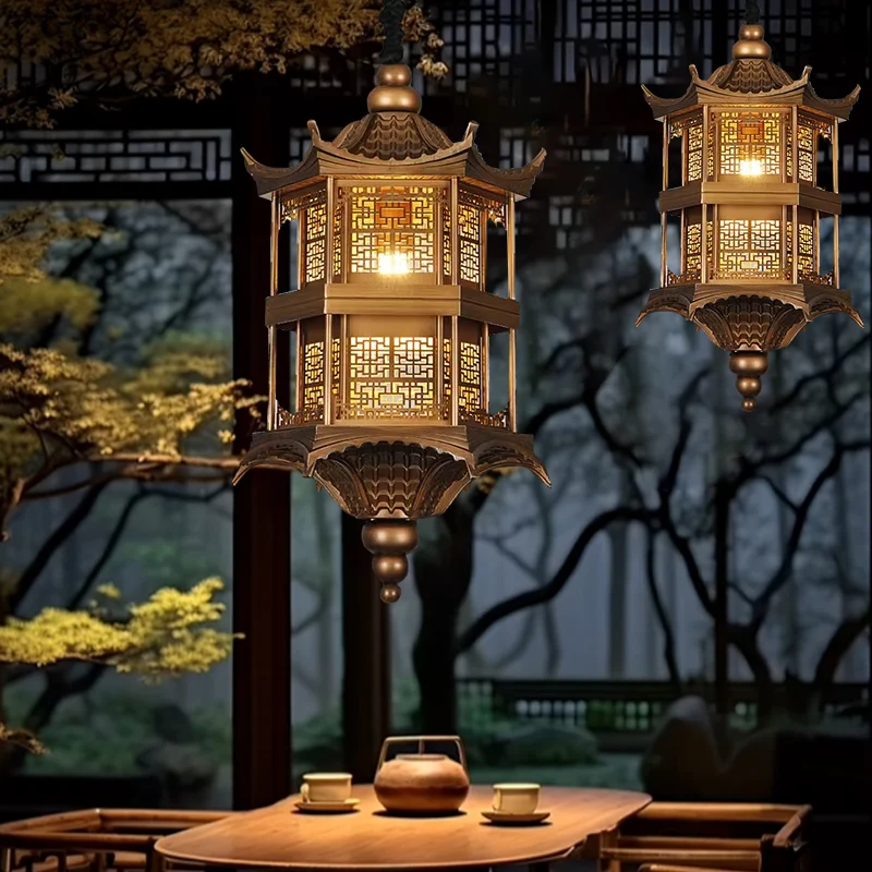 Nuevo Candelabro zen de estilo chino, lámpara de pared antigua para restaurante, paseo de palacio, estilo chino, arquitectura antigua, patio al aire libre