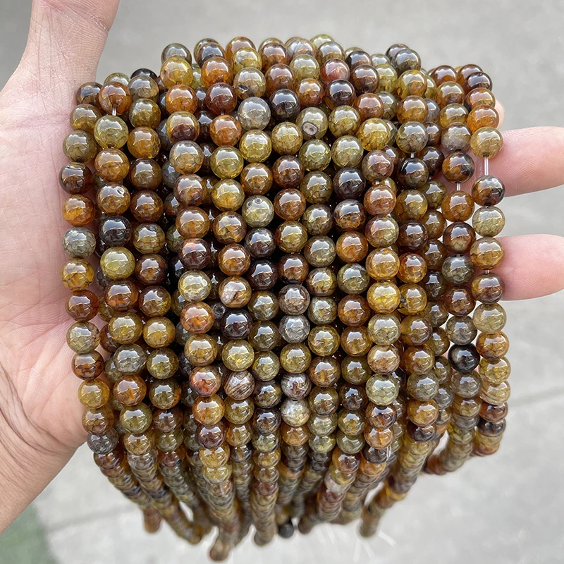 Wholesale Natural Stone Dyed Tea Color Popcorn Agate Bead Round Loose Spacer 4 6 8 10mm For Jewelry Making Diy Necklace Bracelet